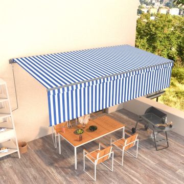 vidaXL Automatiniu būdu ištraukiama markizė, mėlyna ir balta, 6x3m