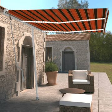 vidaXL Markizė su LED/vėjo jutikliu, oranžinė/ruda, 350x250cm