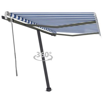 vidaXL Pastatoma ištraukiama markizė, mėlyna/balta, 350x250cm