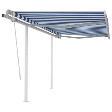 vidaXL Rankiniu būdu ištraukiama markizė, mėlyna ir balta, 3x2,5m