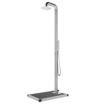 vidaXL Sodo dušas su pilku pagrindu, 230cm, nerūdijantis plienas
