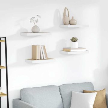 vidaXL Pakabinamos lentynos, 4vnt., ąžuolo/baltos, 40x23x3,8cm, MDF