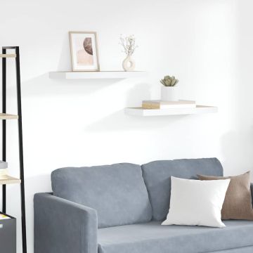 vidaXL Pakabinamos lentynos, 2vnt., ąžuolo/baltos, 60x23,5x3,8cm, MDF