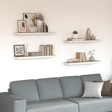 vidaXL Pakabinamos lentynos, 4vnt., ąžuolo/baltos, 90x23,5x3,8cm, MDF
