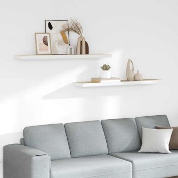 vidaXL Pakabinamos lentynos, 2vnt., ąžuolo/baltos, 120x23,5x3,8cm, MDF
