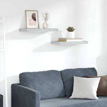 vidaXL Pakabinamos sieninės lentynos, 2vnt., pilkos, 50x23x3,8cm, MDF