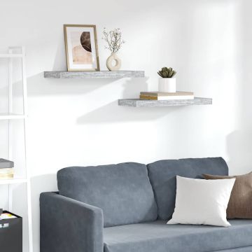 vidaXL Pakabinamos lentynos, 2vnt., betono pilkos, 60x23,5x3,8cm, MDF