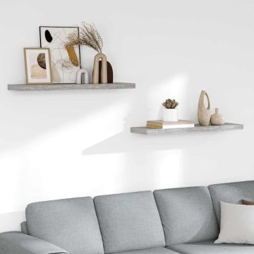 vidaXL Pakabinamos lentynos, 2vnt., betono pilkos, 90x23,5x3,8cm, MDF