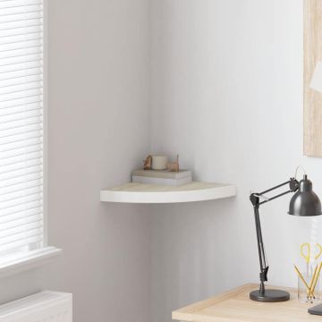 vidaXL Sieninė kampinė lentyna, ąžuolo ir balta, 35x35x3,8cm, MDF