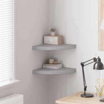 vidaXL Sieninės kampinės lentynos, 2vnt., pilkos, 35x35x3,8cm, MDF