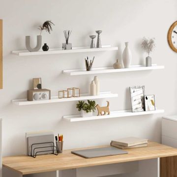 vidaXL Sieninės lentynos, 4vnt., baltos spalvos, 80x9x3cm