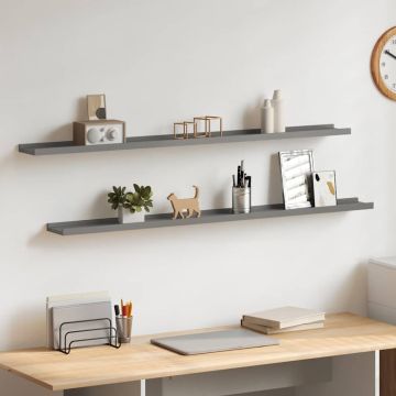 vidaXL Sieninės lentynos, 2vnt., pilkos spalvos, 115x9x3cm