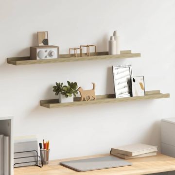 vidaXL Sieninės lentynos, 2 vnt., sonoma ąžuolo spalvos, 80x9x3 cm