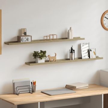vidaXL Sieninės lentynos, 2vnt., sonoma ąžuolo spalvos, 100x9x3cm