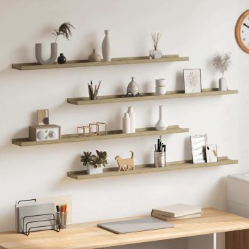 vidaXL Sieninės lentynos, 4vnt., sonoma ąžuolo spalvos, 100x9x3cm