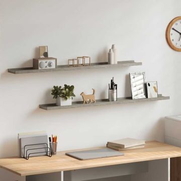 vidaXL Sieninės lentynos, 2vnt., betono pilkos spalvos, 100x9x3cm