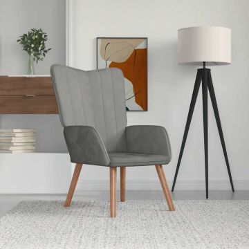 vidaXL Poilsio kėdė, šviesiai pilkos spalvos, aksomas