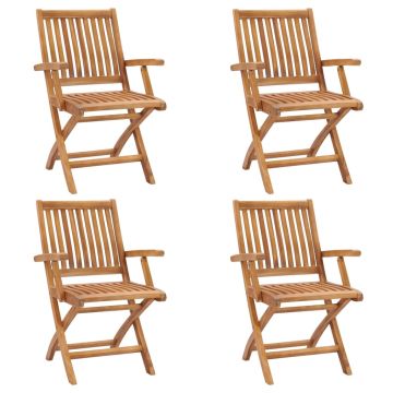 vidaXL Sulankstomos sodo kėdės, 4vnt., tikmedžio medienos masyvas