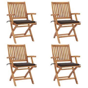 vidaXL Sulankstomos sodo kėdės su pagalvėlėmis, 4vnt., tikmedis