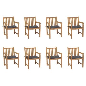 vidaXL Sodo kėdės su antracito pagalvėmis, 8vnt., tikmedžio masyvas