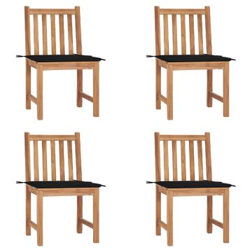 vidaXL Sodo kėdės su pagalvėlėmis, 4vnt., tikmedžio medienos masyvas