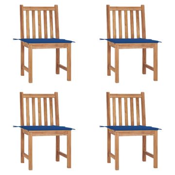 vidaXL Sodo kėdės su pagalvėlėmis, 4vnt., tikmedžio medienos masyvas