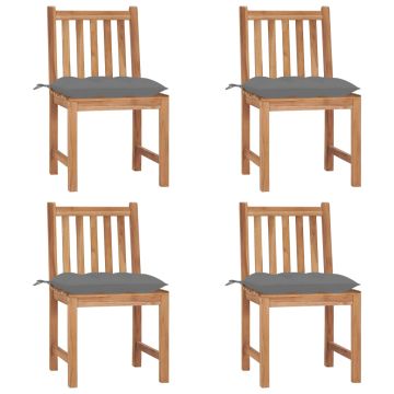 vidaXL Sodo kėdės su pagalvėlėmis, 4vnt., tikmedžio medienos masyvas