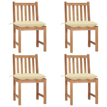 vidaXL Sodo kėdės su pagalvėlėmis, 4vnt., tikmedžio medienos masyvas