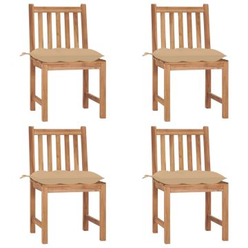 vidaXL Sodo kėdės su pagalvėlėmis, 4vnt., tikmedžio medienos masyvas