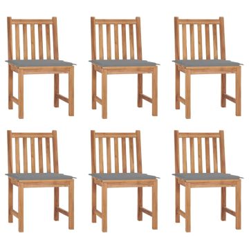 vidaXL Sodo kėdės su pagalvėlėmis, 6vnt., tikmedžio medienos masyvas