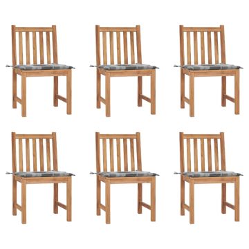 vidaXL Sodo kėdės su pagalvėlėmis, 6vnt., tikmedžio medienos masyvas