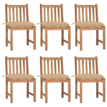 vidaXL Sodo kėdės su pagalvėlėmis, 6vnt., tikmedžio medienos masyvas