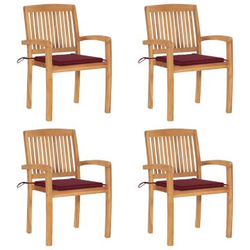 vidaXL Sudedamos sodo kėdės su pagalvėlėmis, 4vnt., tikmedžio masyvas