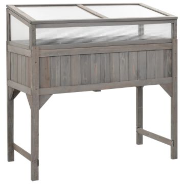 vidaXL Aukštas lovelis su šiltnamiu, 110x54x120cm, eglės masyvas