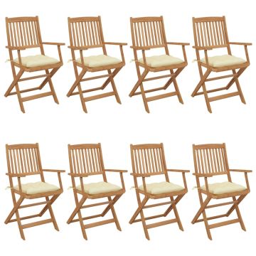 vidaXL Sulankstomos sodo kėdės su pagalvėlėmis, 8vnt., akacija