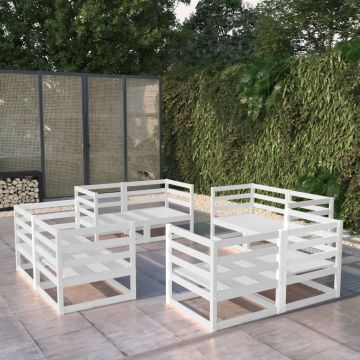 vidaXL Sodo poilsio baldų komplektas, 8 dalių, baltas, pušies masyvas