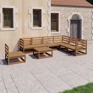 vidaXL Sodo poilsio baldų komplektas, 8 dalių, rudas, pušies masyvas