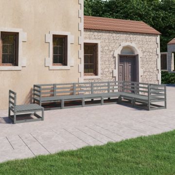 vidaXL Sodo poilsio baldų komplektas, 8 dalių, pilkas, pušies masyvas