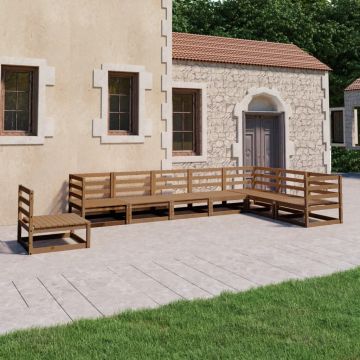 vidaXL Sodo poilsio baldų komplektas, 8 dalių, rudas, pušies masyvas