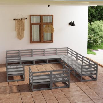 vidaXL Sodo poilsio baldų komplektas, 13 dalių, pušies masyvas