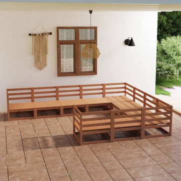 vidaXL Sodo poilsio baldų komplektas, 10 dalių, pušies masyvas