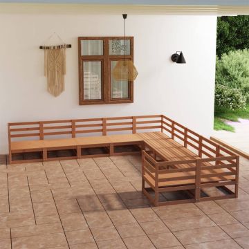 vidaXL Sodo poilsio baldų komplektas, 10 dalių, pušies masyvas