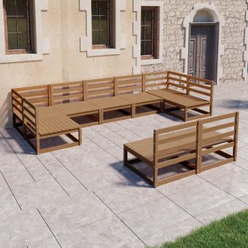 vidaXL Sodo poilsio baldų komplektas, 9 dalių, pušies medienos masyvas