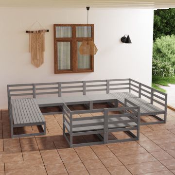 vidaXL Sodo poilsio baldų komplektas, 11 dalių, pušies masyvas