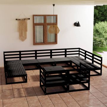 vidaXL Sodo poilsio baldų komplektas, 12 dalių, pušies masyvas