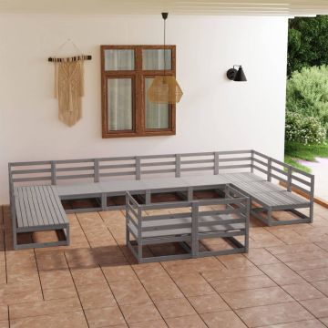 vidaXL Sodo poilsio baldų komplektas, 12 dalių, pušies masyvas