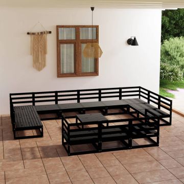 vidaXL Sodo poilsio baldų komplektas, 14 dalių, pušies masyvas