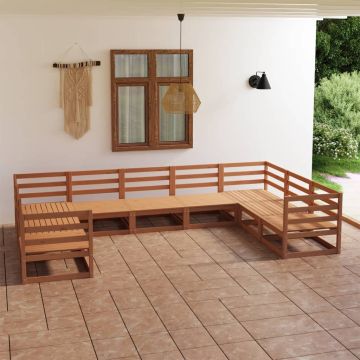 vidaXL Sodo poilsio baldų komplektas, 9 dalių, pušies medienos masyvas