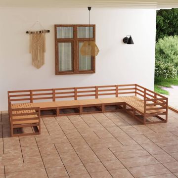 vidaXL Sodo poilsio baldų komplektas, 10 dalių, pušies masyvas