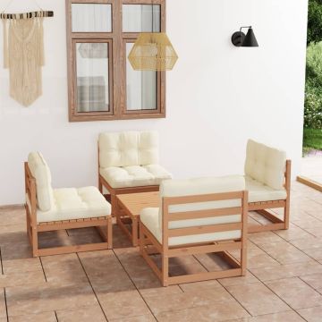 vidaXL Sodo komplektas su pagalvėlėmis, 5 dalių, pušies masyvas